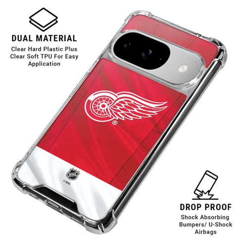 NHL Detroit Red Wings Home Jersey Google Pixel 10 Clear Case